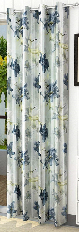 PARADISE HOME DECOR 213 cm (7 ft) Door Polyester Curtain Single Curtain(Grey, Floral)