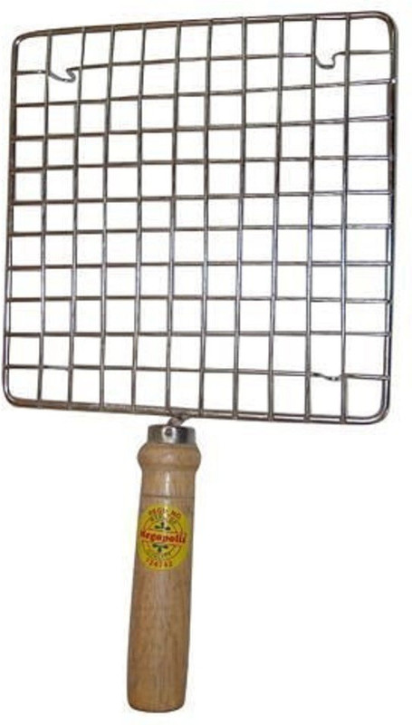 Isha services Stainless Steel Roti Roaster Jali Grill Papad Roaster With Wooden Handle 0.234 kg Roaster(Steel)
