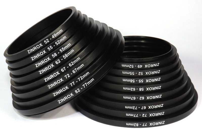 ZINROX Step Up and Step Down Lens Filter Rings - Set of 16pcs - Allows You to Fit Smaller to Larger and Larger to Smaller Diameter – Thread Sizes: 49mm to 82mm – 82mm to 49mm (Pack of Two (Set)) Step Up Ring(49 - 82 mm)