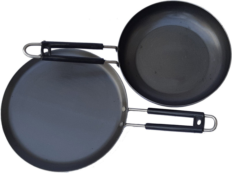 LooksGood INDIAN Iron cookware combo Tawa 25cm Dia + Fry Pan 23 cm+Kadahi 24 cm Cookware Set(Iron, 3 - Piece)