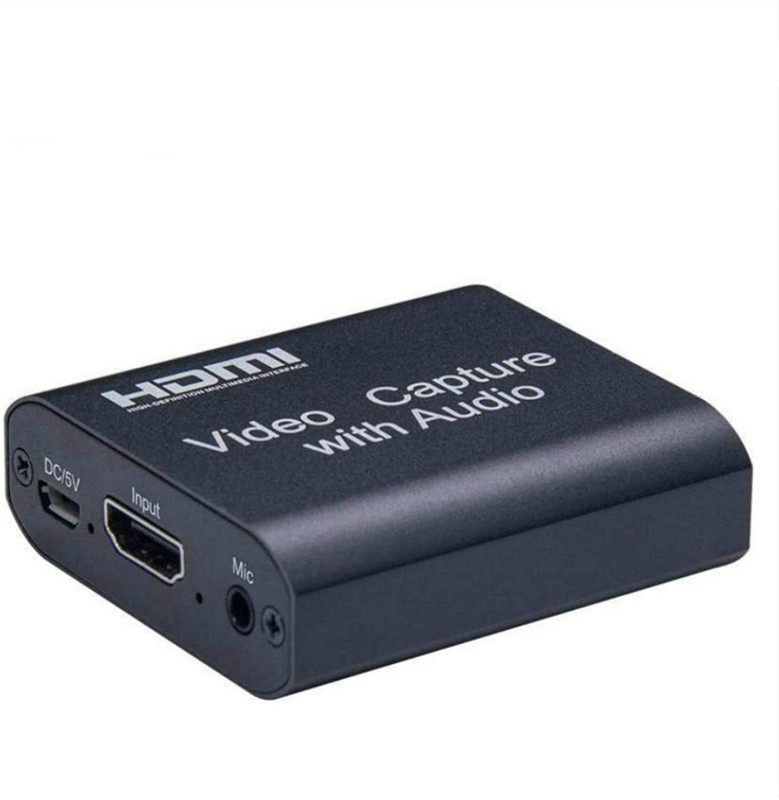 microware Video Capture Card with Audio,4K Live Streaming HDMI Video Game Capture Grabber Recording Device with Mic Input and Stereo Audio Output for Full HD 1080P 60FPS Acquisition, Live Broadcasting Media Streaming Device(Black)