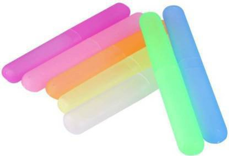 SOMETHING4U Plastic -Toothbrush Holder Cover, Case. Lid, Travel, Kit ( Pack of 7 ) Plastic Toothbrush Holder Plastic Toothbrush Holder  (Multicolor) Toothbrush Case(Pack of 7)