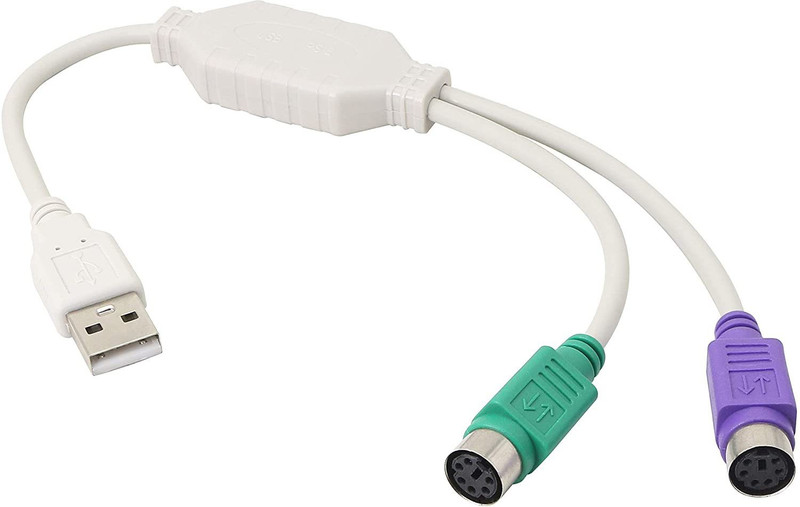 spincart KVM Cable -1 m USB 2.0 To PS2 Keyboard Mouse Cable Converter Connector(Compatible with Keyboard, Mouse, White)