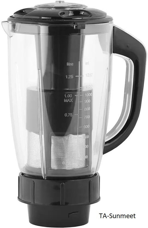 Gemini Black Plastic Juicer Jar with Filter 1250 ml SAGem Mixer Juicer Jar(1250 ml)