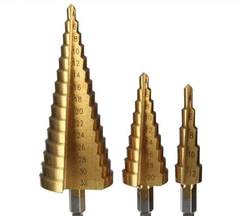Tanya 4-12 4-20 4-32 mm HSS Titanium Coated Step Drill Bit Drilling Power Tools for Metal High Speed Steel Wood Hole Cutter Cone Drill