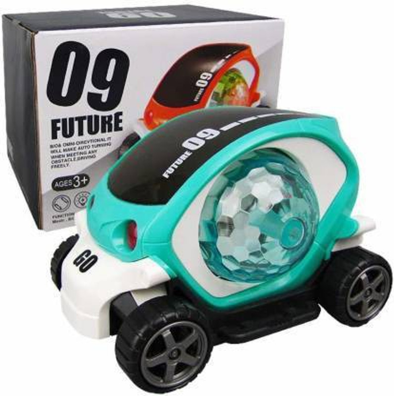 Jalaunsportscreations Future 09 Musical Stunt Car Rotate 360° With Flashing Light & Music (sea blue, Pack of: 1)7489498(Multicolor)
