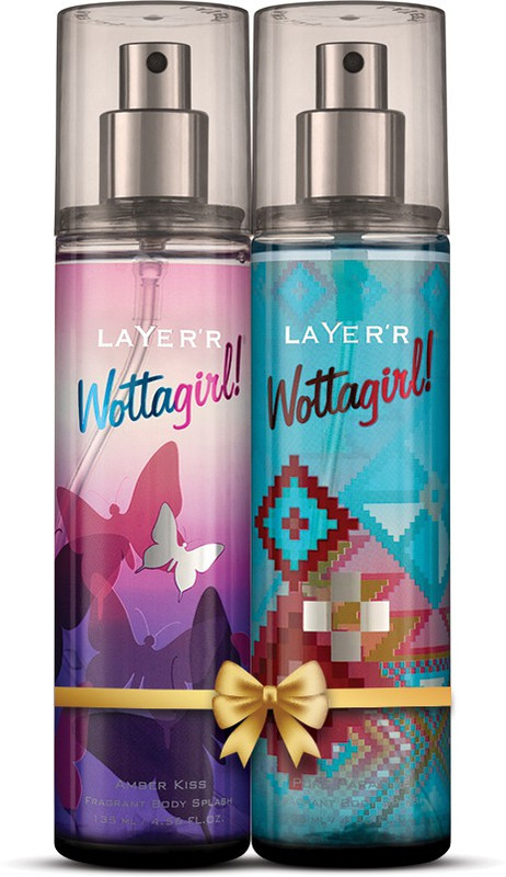 LAYER'R Wottagirl Body Splash Combo Amber Kiss, Pure Paradise Deodorant Spray - For Women(270 ml, Pack of 2)