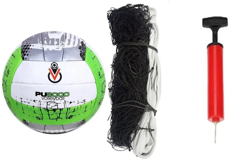 clark orange pu volleyball with net and air pump Volleyball Kit