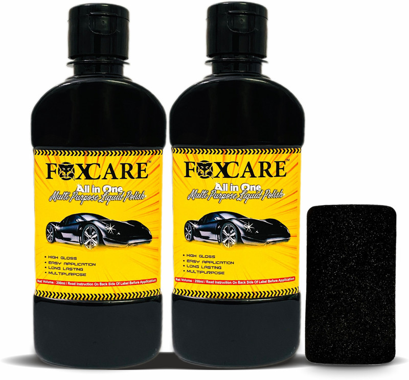FOXCARE Liquid Car Polish for Dashboard, Exterior, Tyres, Leather, Metal Parts, Headlight(400 ml)