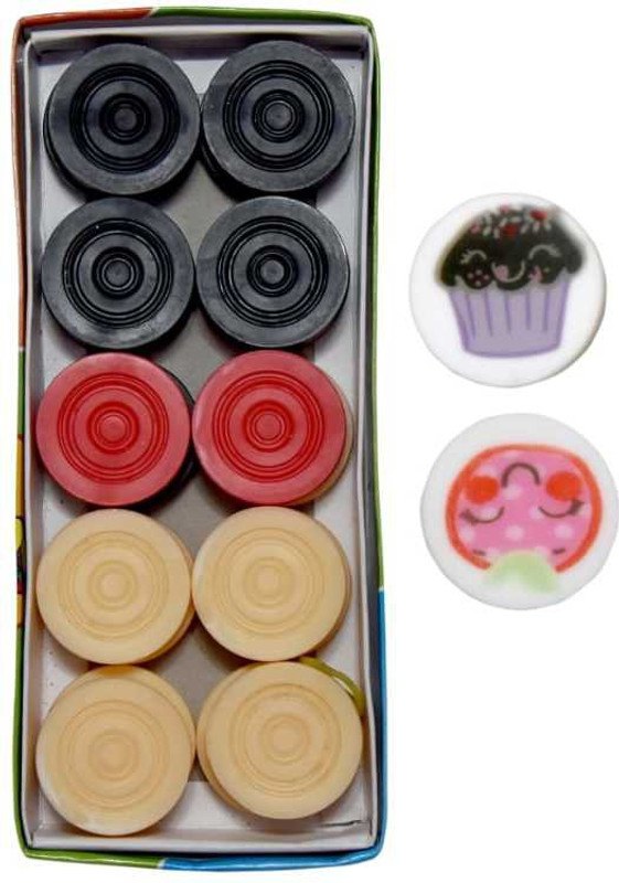 ASC Carrom Coin Set of 20 Coins and 2 Strikers Carrom Pawns(Pack of 20)
