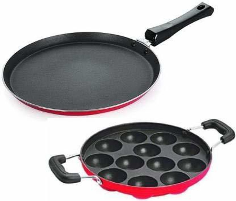 Astha Classic Range Non-Stick Aluminium Cookware Combo pack of 2 Appam Pan & Dosa Tawa Cookware Set Non-Stick Coated Cookware Set(Aluminium, 2 - Piece)