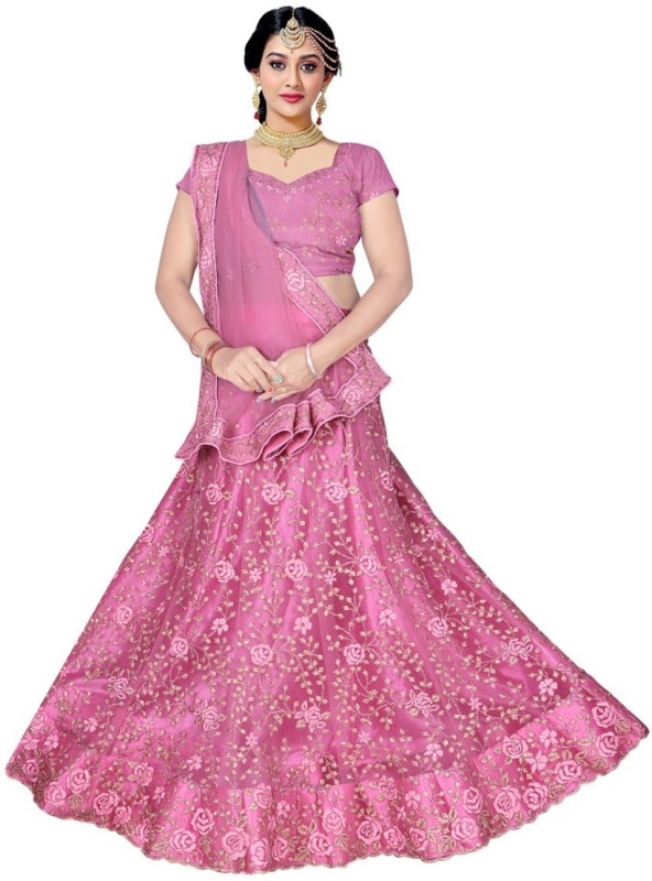 Someshwar fashion Embroidered Stitched Lehenga Choli(Pink)