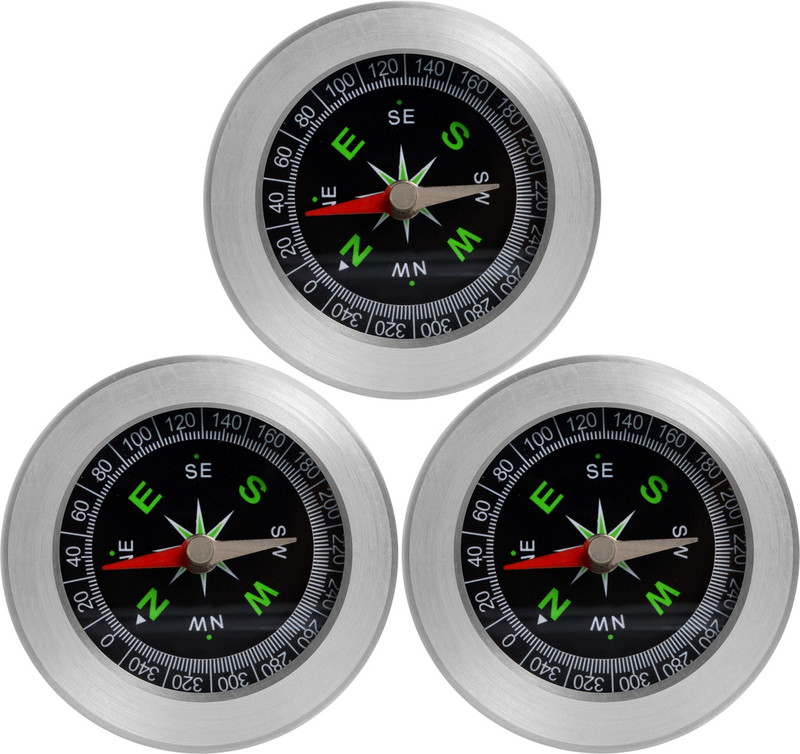 JMALL 3 Pieces Big Size Military Magnetic Compass Fengshui Camping Hiking - 39 Compass(Silver)