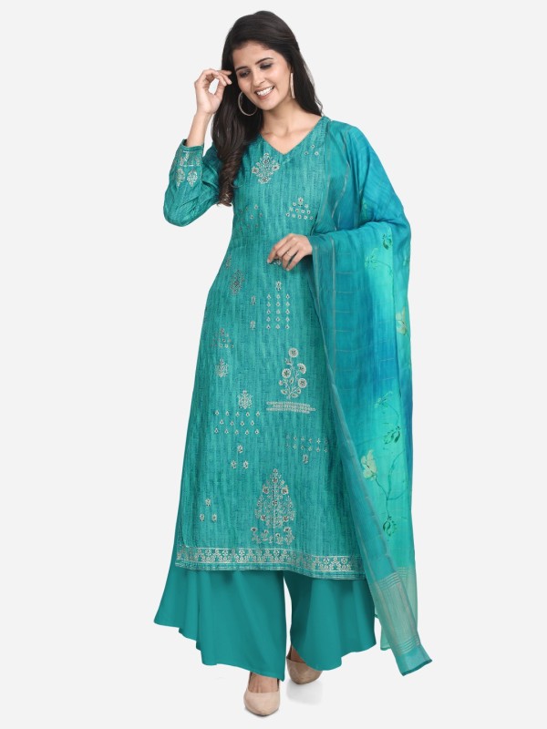 JANSI Jacquard Printed Salwar Suit Material(Unstitched)