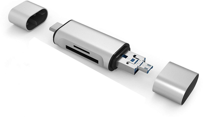 SCALEBEE Type C OTG , 3-in-1 USB 3.0, MicroSD, SD, SDXC & SDHC Card All In One Card Reader(Silver)