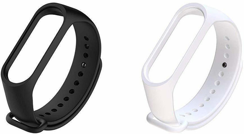 lakshita accesory Band Straps for Mi 3 & Mi4 (Combo Pack, Pack of 2) (Black - White) Smart Band Strap(Black, White)