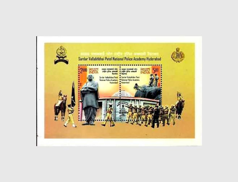 Phila Hub 2008-Sardar Vallabhbhai Patel National Police Academy Hyderabad-MINIATURE SHEET MNH Condition Stamps(2 Stamps)
