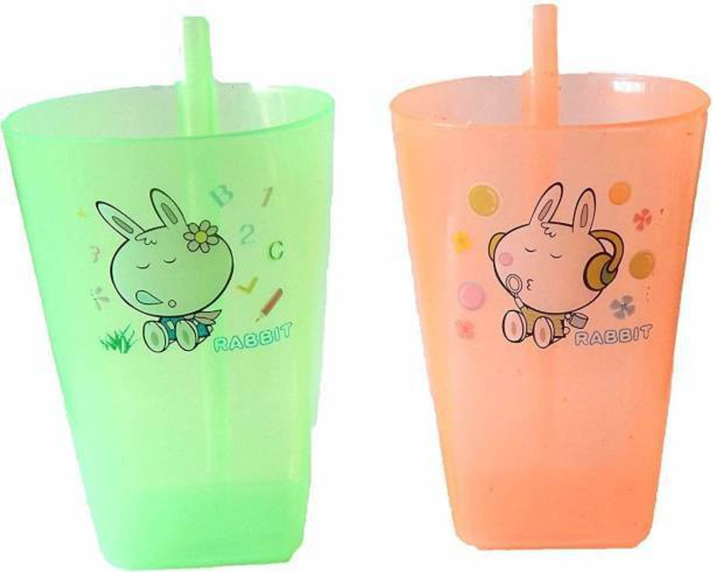 Rexter 2 PCS Sipper Glaas for kids and toddlers,BPA Free(Multicolor)