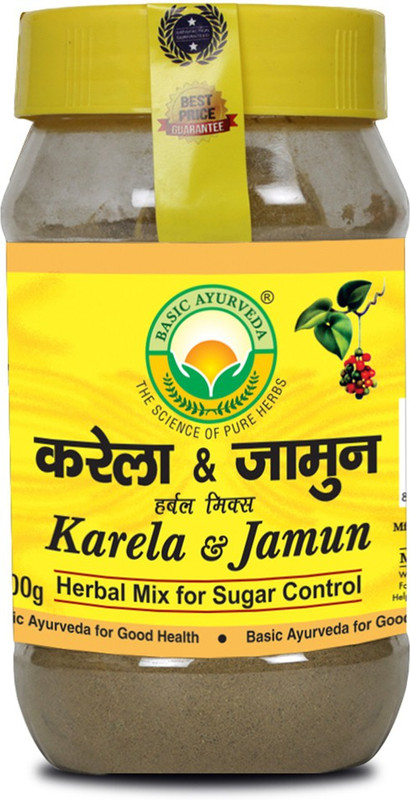 Basic Ayurveda Karela & Jamun Herbal Mix Powder(Pack of 3, 200 g)