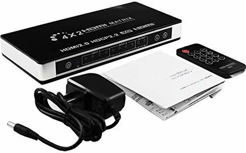 Tobo  TV-out Cable HDMI 2.0 Matrix 4X2 4K 60Hz HDCP 2.2 EDID Control HDMI Switcher TD-425H(Black, For TV)