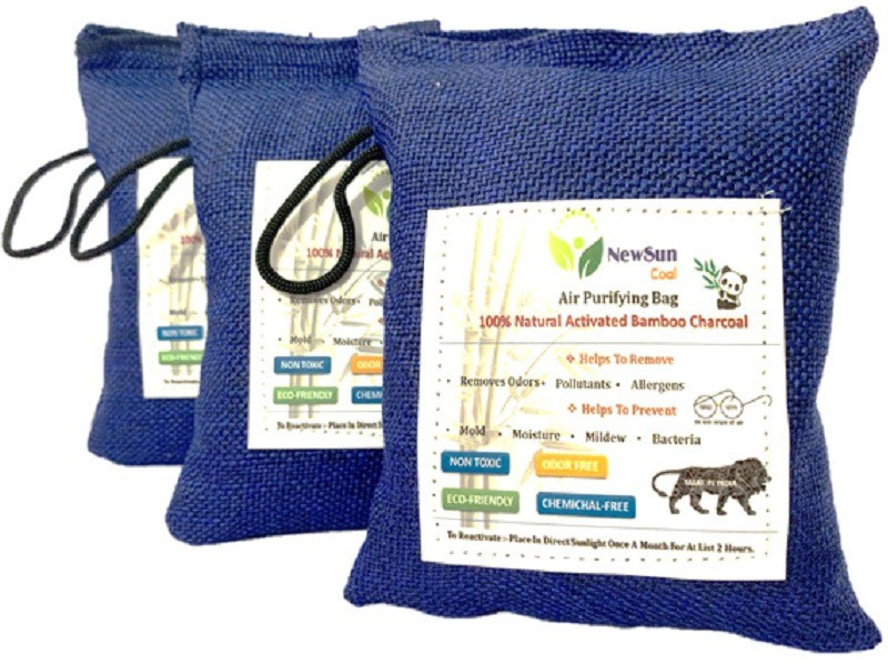 Newsun Room Activated Bamboo Charcoal Air Purifying Bag Natural for Car Rooms Home Pets Shoes Packet Color -Blue. Pack of 3-100gram Humidifier