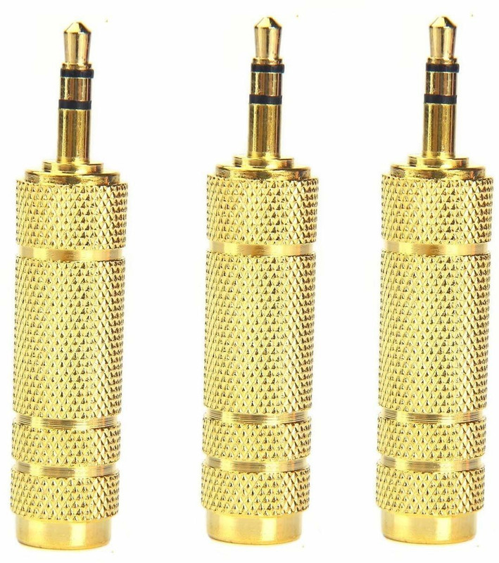 LipiWorld Gold 3.5mm Stereo Male to 6.3mm Stereo Female Adapter Converter Plug Jack -Gold (3 PCS) Phone Converter(Computer, TV, Tablet, Mobile, MP3 Player)