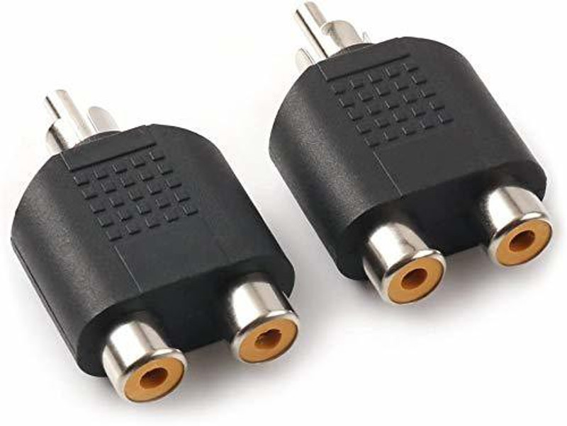 TAAPSEE TV-out Cable (Pack of 2 Pieces) RCA Male Plug to 2X RCA Female Jack Splitter Adapter(Black, For Home Theater)