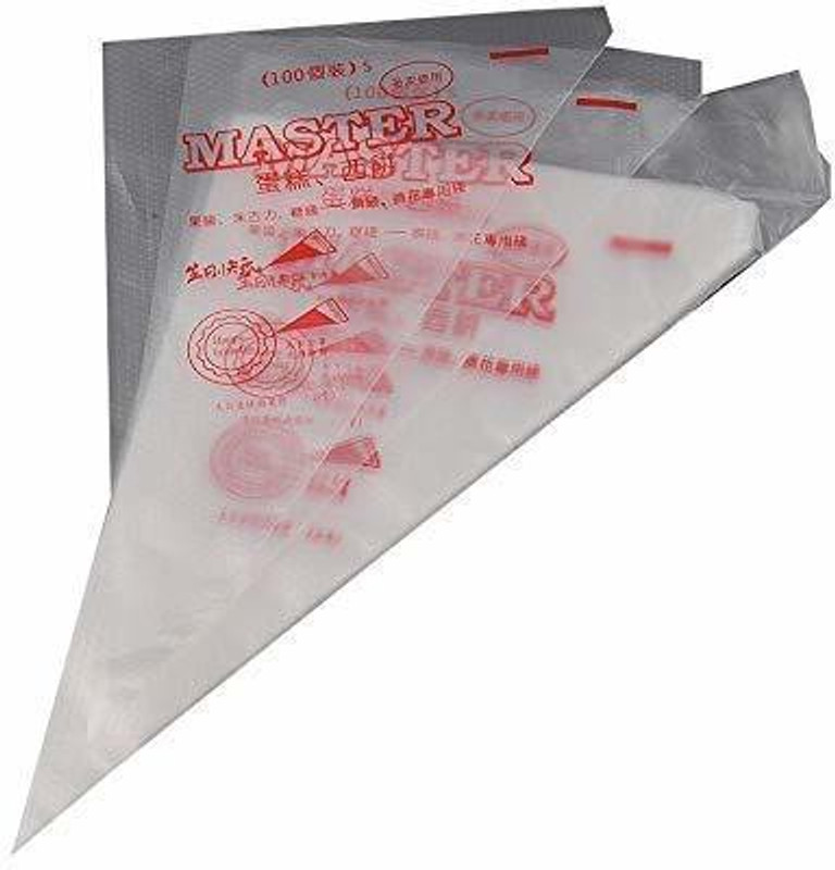 Sakoraware Medium Polythene Disposable Icing/Piping Bags for Cake/Pastry/Cupcake Decorating Baking, Plastic Transparent - Set of 100 Pcs (31x20 cm) Disposable Piping Bag(Pack of 100)
