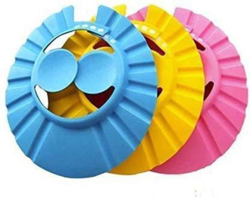 Axay Enterprise Adjustable Safe Soft Bathing Baby Shower Cap Wash Hair For Children Baby Eye Ear Protector Adjustable Leaves Shape Bathing Shower/Shamoo Cap Hat Baby Shower Caps (Multicolor)