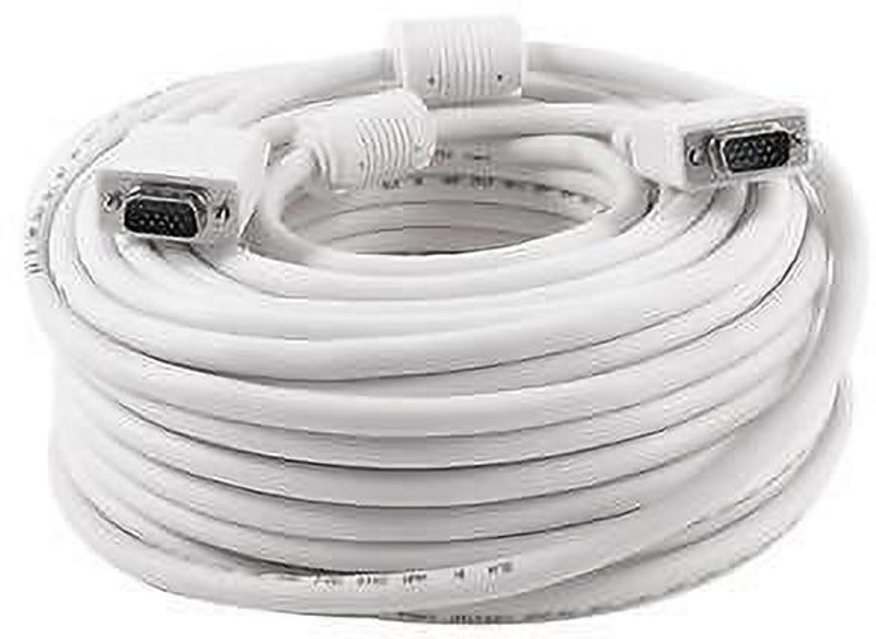 TERABYTE TV-out Cable VGA Cable (Male to Male) 20 Meter - Supports PC, Monitor, TV, LCD/LED, Plasma, Projector, TFT(White, For Computer)