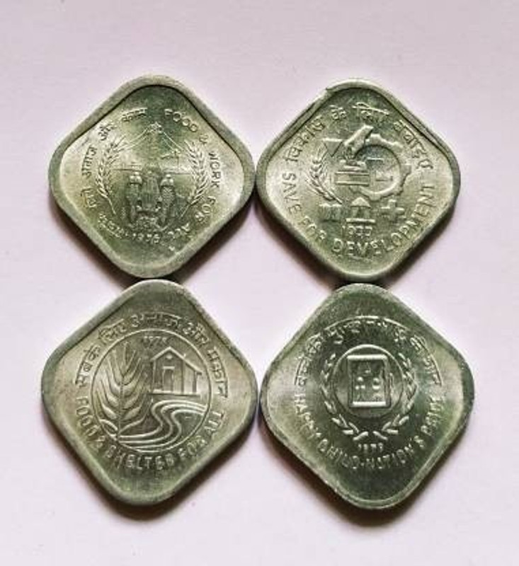PMW 5 paise - Commemorative Set - 1976,1977,1978,1979 - Full Set - Good Condition Ancient Coin Collection(5 Coins)