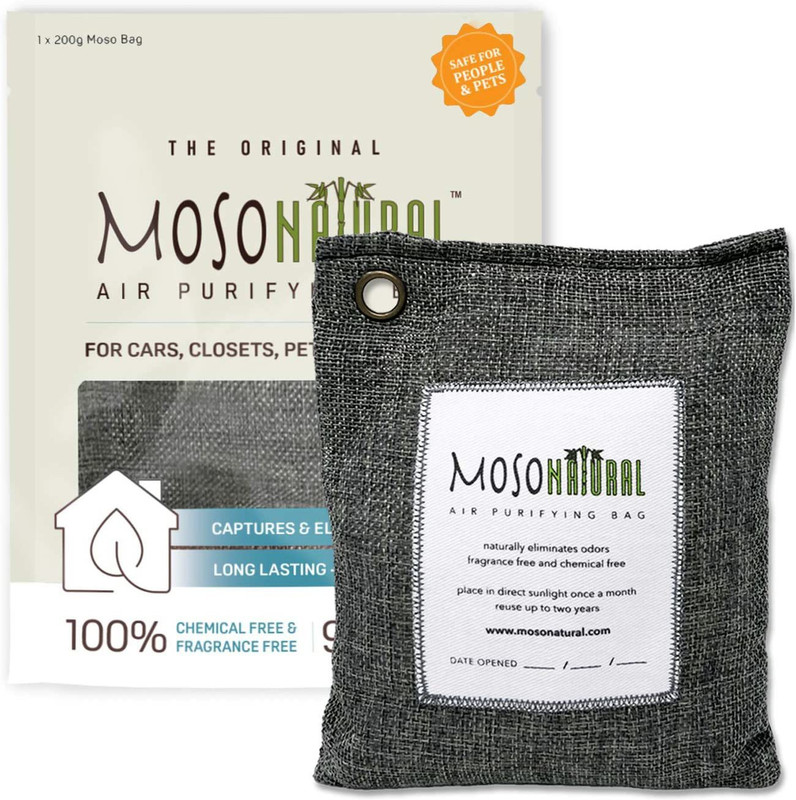 Moso Natural Room Original Air Purifying Bag for Cars, Closets, Bathrooms, Pet Areas, An Unscented-Chemical-free Odor Eliminator Charcoal 200g Humidifier