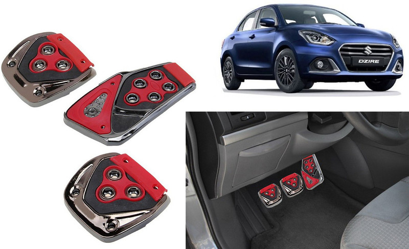 Selifaur 3 Pcs Red Non-Slip Manual Car Pedals kit Pad Covers Set for Swift Dzire 2020 Car Pedal