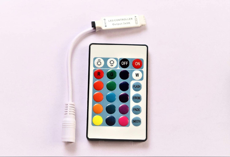 JAI MATA DI 24 Keys 5-24V RF Led Controller | Pixel LED Remote Controller 2.5 A Rotary Dimmer(White)