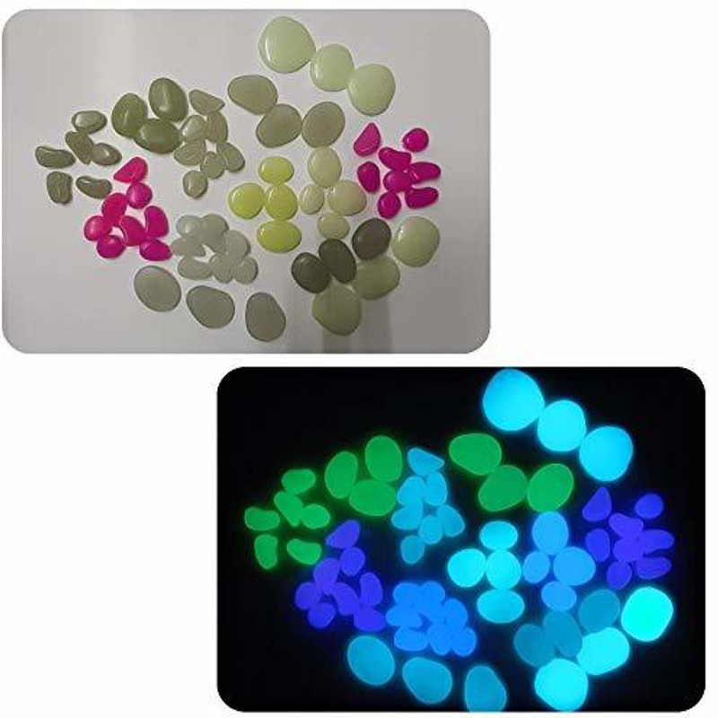 JASH Glow In The Dark Pebbles Glow In The Dark Pebbles Multi Colour 100gms(31pieces) Regular Oval Plastic, Quartz Pebbles(Multicolor 100 g)