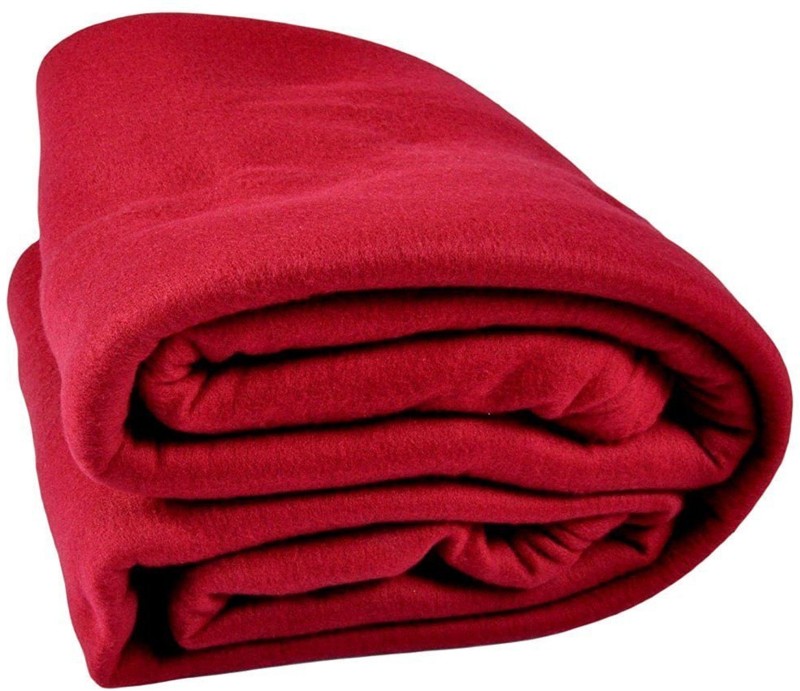 evohome Solid King, Double Fleece Blanket for AC Room(Polyester, Red)