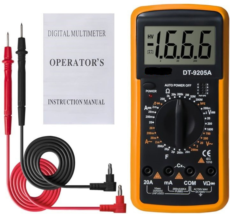 AMAZEE Digital Multimeter DT9205A AC DC LCD Display Electric Handheld Tester Digital Multimeter(2000 Counts)
