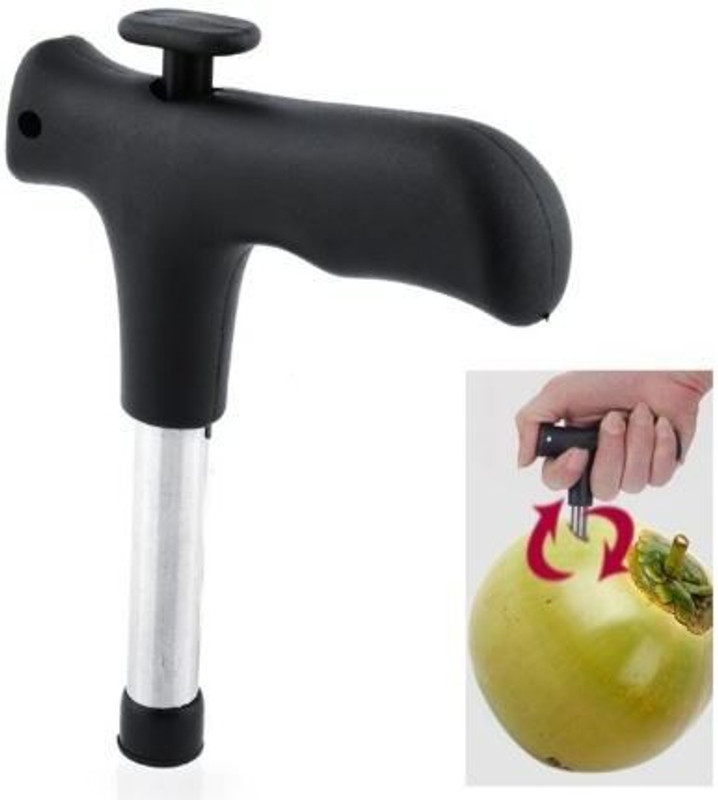 NMT Stainless Steel Young Water Punch Tap Drill Straw Hole Open Coconut Tool Opener (Black) Straight Peeler(Black)