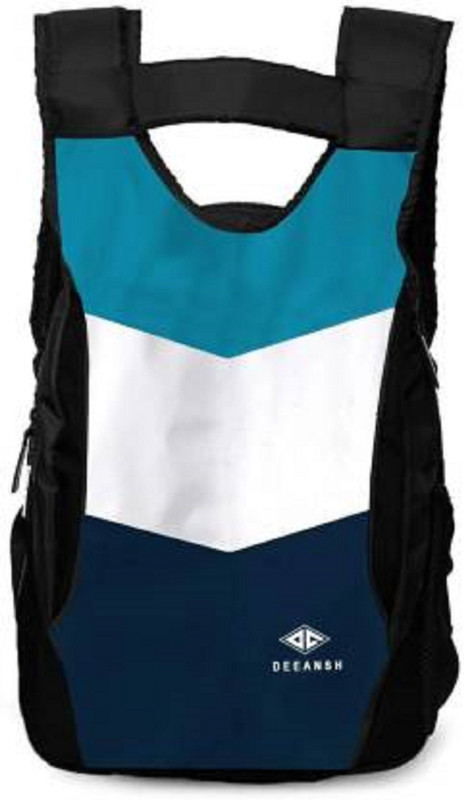 deeansh Unisex Polyester printed stylish Spacious School/travel Water Resistance Polyester Laptop Backpack Waterproof Multipurpose Bag 21 L Laptop Backpack(Black, White, Blue)