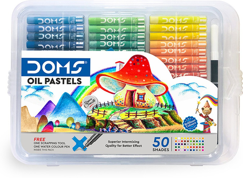 DOMS Non-Toxic 50 Shades Oil Pastels With Case | Smooth & Bright Color Intermixing(Set of 1, Multicolor)