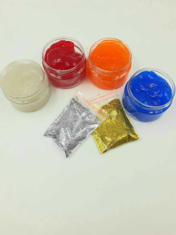 Juliana Non-Toxic Clear Crystal Transparent Slime Soft Jelly Clay Putty Mud Stress Relief Toy combo Slime for Kids & Adult (50 gm each- Free with glitters) Multicolor Putty Toy