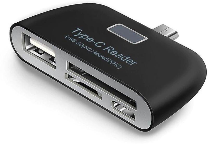 A3sprime USB-Type C OTG/USB/TF/SD Smart Card Reader Adapter Compatible Card Reader(Multicolor)