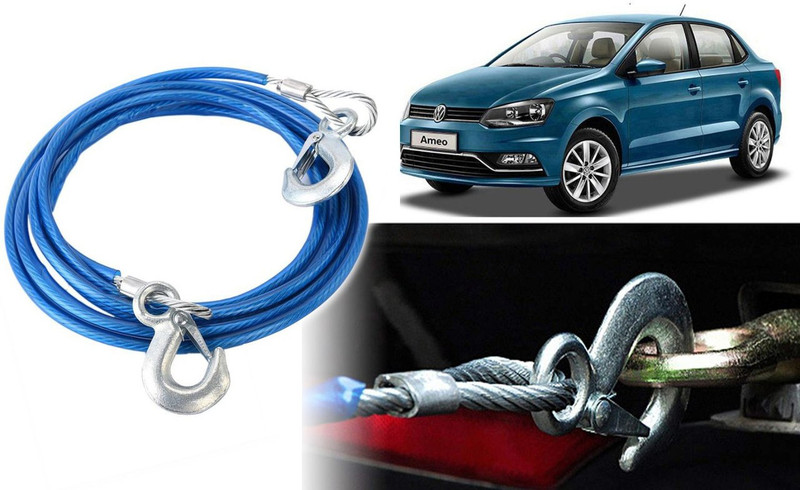 Selifaur 8H375-Heavy Duty Tow Ropes 8mm 4mtr 6Tons Wire Cable High Strength Hook Steel Wire Trailer Car Emergency Towing Rope for Ameo 4 m Towing Cable(Steel, Plastic, 6000 kg Pull Capacity)