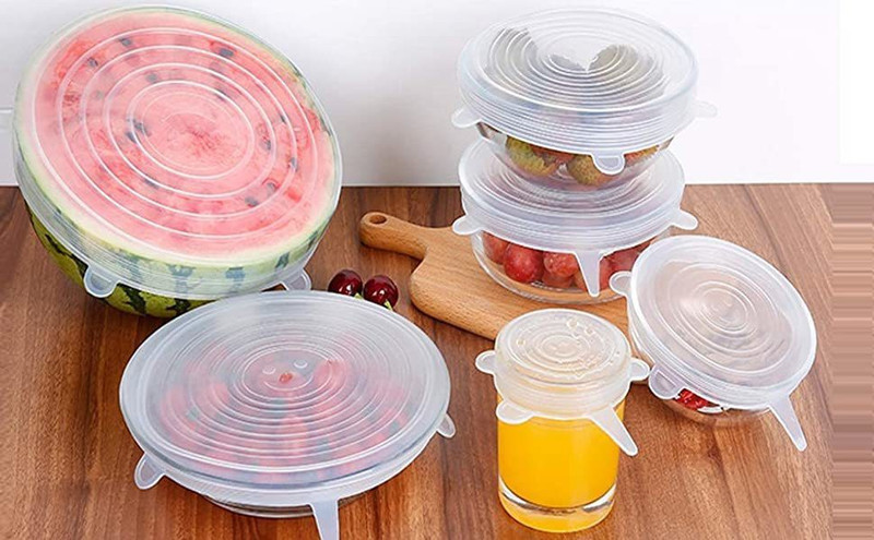 CSKY GLANS 6pcs Universal Silicone Suction Lid-bowl Pan Cooking Pot Lid 2.6 inch, 3.8 inch, 4.5 inch, 5.7 inch, 6.5 inch, 8.3 inch Lid Set (Silicone) 5 inch Lid Set, Pack of 6(Silicone)