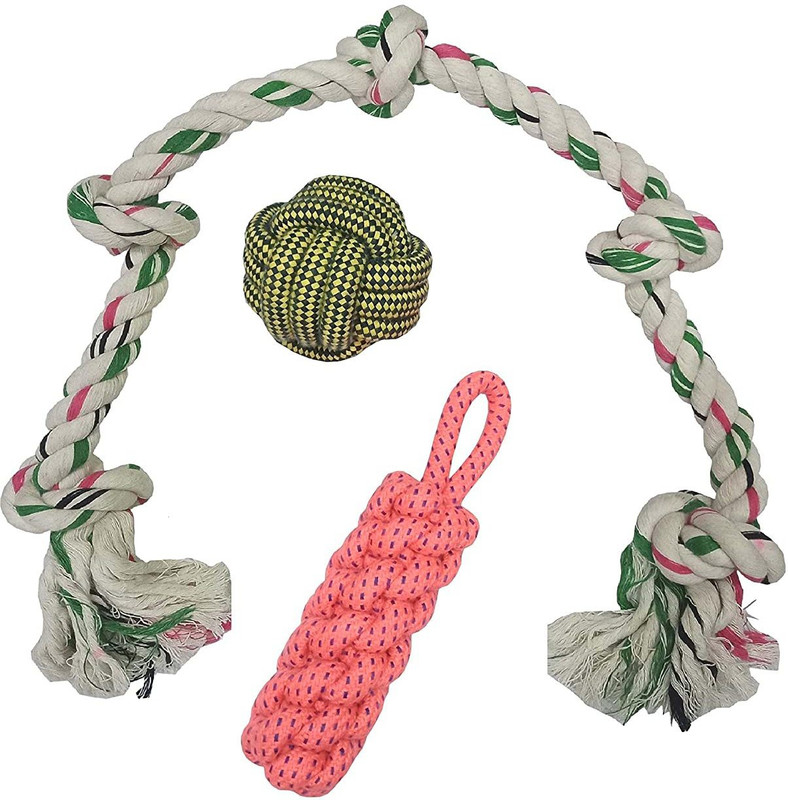 W9 Cotton Rope Puppy Chew Toy for Chewing Biting Cleaning Cotton Chew Toy For Dog & Cat