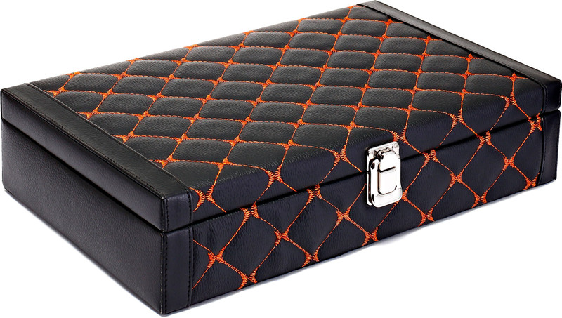 Valley PU Leather Watch Box Watch Box(Black, Orange, Holds 12 Watches)