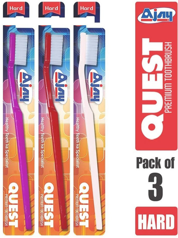 Ajay Quest Tooth Brush Hard (Pack of 3) Hard Toothbrush(Pack of 3)