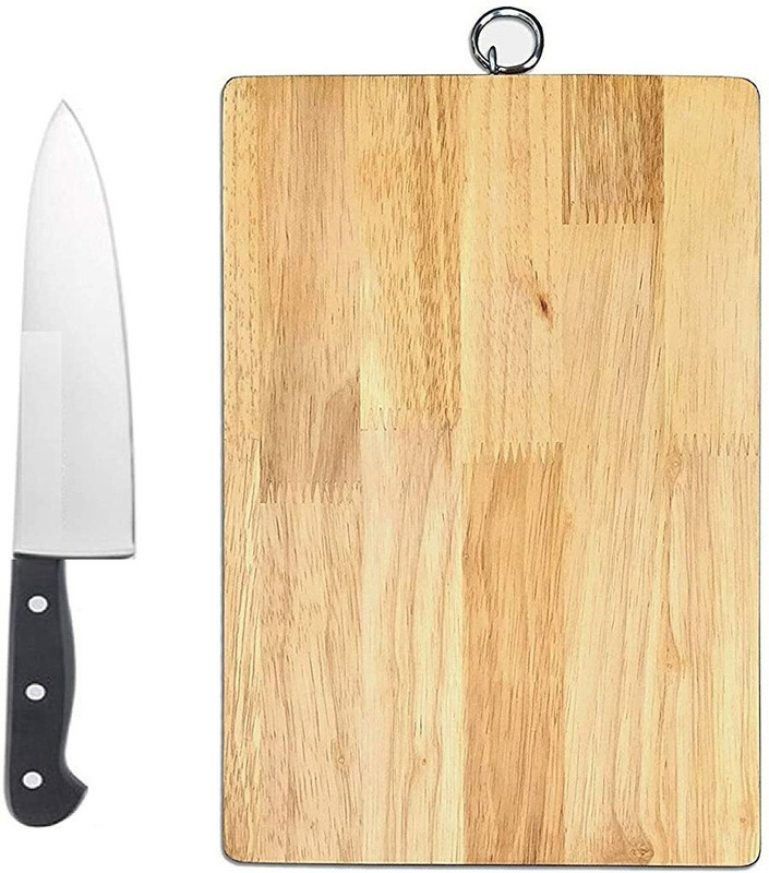 D-players Wooden Kitchen Chopping /Cutting/Slicing Board With Stainless Steel blade Knife ( Pack Of 2 ) Kitchen Tool Set(Cutting Board, Knife)
