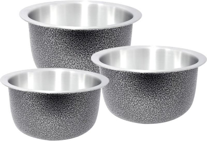 bartan hub Tope /Bhagona/Patila Set Of 3 (2000 ML , 2500 ML , 3000 ML ,Aluminium Made , Dishwasher Safe) Cookware Set(Aluminium, 3 - Piece)