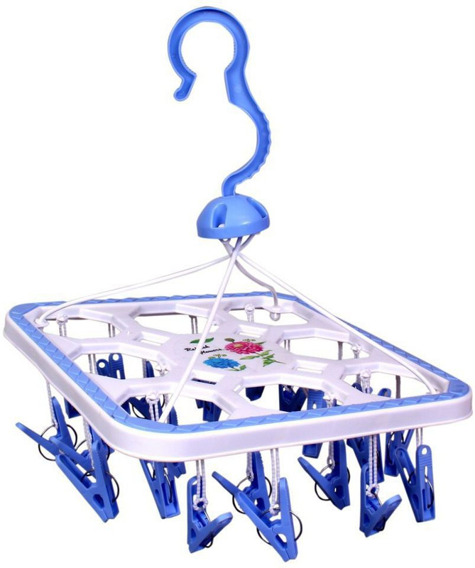 Urbanware Ceiling Cloth Dryer Stand 28 Clips Laundry Hanging Plastic Cloth Drying Stand Hanger/pegs, Baby Clothes Hanger Stand Accessories Organizer Plastic Cloth Clips(Multicolor)